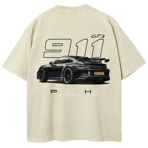 Men's 911 GT3 Racing Good Graphic Tees - Super Soft Washed Cotton Fashion Streetwear Round Neck Casual Top, Boyfriend Birthday Gift, Cool Guys Gifts, Gifts For Boyfriend, Cool Gifts For Guys