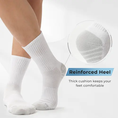 BAMBOO COOL Men's 6-Pack Bamboo Mid-Calf Crew Socks, Anti-Fatigue Athletic Socks with Reinforced Heel, Cushioned Sole, Moisture-Wicking, Breathable Arch Support for Running, Bamboo Mid-Calf Socks