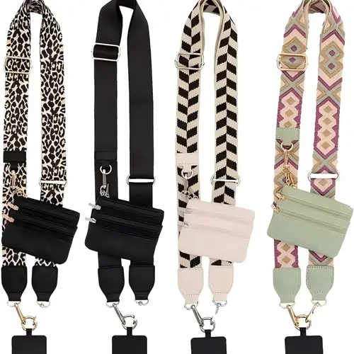 Adjustable Crossbody Phone Lanyard with Zippered Pouch - Clip and Go Strap for Phone and Wallet, Hands-Free Multifuctional Cell Phone Strap for Women/Men, Perfect for Travel, Running, Shopping
