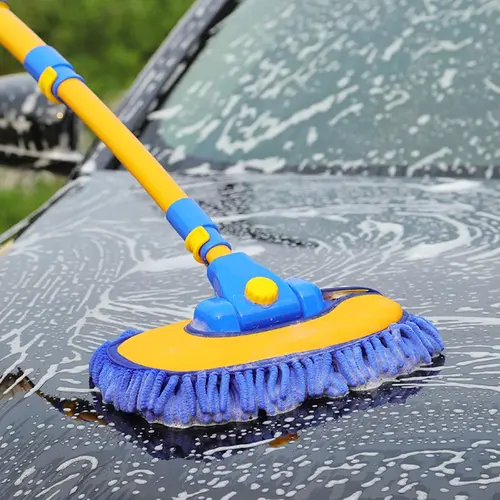 【DealsForYouDays】43'' Long Handle Car Wash Mop, 15° Ergonomic Design, Retractable Aluminum Alloy Pole, Avoid Scratching, Suitable for Cars, Trucks, SUVs, RVs and Home Clean- Car Wash Accessory! Car Care Tools! Father Day Gift! Vehicle Wash Kit Windshield