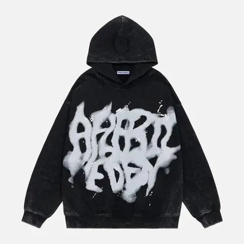Aelfric Eden Graphic Hoodies Abstract Print Washed Hoodie Long Sleeve Acid Washed Hooded Sweatshirts Trendy Y2k Tops,clothes for back to school,first day of school outfits