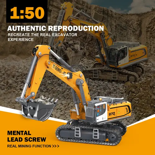 Akeleo 1:50 Scale First Series Engineering Model Vehicle, Ball Screw Transmission, Collectible Model with Complex Terrains Adaptability, Harsh Working Conditions Handling, Working Sound Effects, Rotation Function & Flashlights for Sand Table Games, Handle