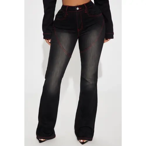Up For A Challenge Stretch Moto Bootcut Jeans - Black Wash