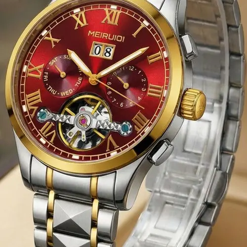 A Men's 2025 New Waterproof Luminous Hollow Advanced Multi functional Fully Automatic Mechanical Watch Luminous Fashionable Stylish Watch High End Watch Luminous Analog Watch Mechanical Wristwatches