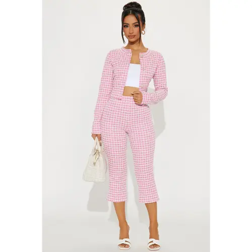 Aurora Tweed Capri Set - Pink/combo