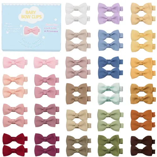 50 Pcs Fully Lined Hair Bows  Hairpins, 2' Hair Bows Clips Hair Access