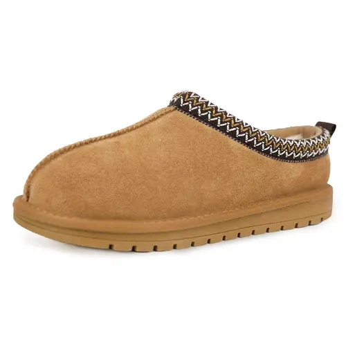 EVELLYHOOTD Men's Genuine Leather Suede Slip-On Mini Platform Ankle Booties - Soft, Plush Fur-Lined, Braided Low Shaft, Flexible Non-Slip Sole, Casual Shoes for Indoor & Outdoor Wear (Fits Thick/Thin Pants), Walking Shoes
