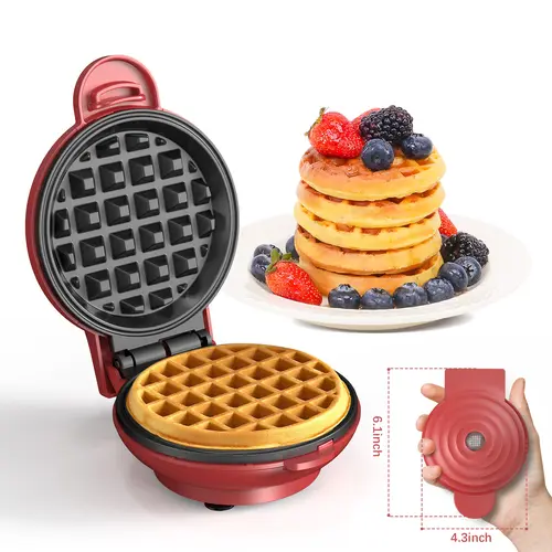 Crownful Mini Waffle Maker, 4 Inch, Non-Stick Waffle Maker for Familes and Kids, Cooking Breakfast, Desserts, Sandwiches, Eggs, and Snacks with the Family