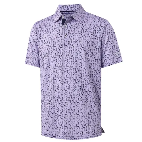 MAELREG Men's Fashion Polo Shirts Stretch Performance Golf Shirts Casual Tops Graffiti Lapel T-Shirts Creative Menswear Shortsleeve Mint Seaside Palm