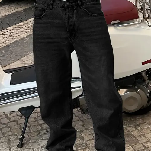 Men's New Fashion Casual Washed High Quality Jeans, Classic Jean, Four-Season Versatile Simple Style, Plain Surface Fitted Jeans, All Seasons Wear