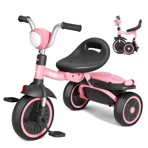 KORIMEFA Toddler Tricycle, Foldable Toddler Bike with Pedals, Tricycle for 2-5 Year Olds, Adjustable Comfortable Seat, Birthday Gifts for 1-5 Years Old Boys and Girls DealsForYouDays Kid Tricycle Lightweight Scooter