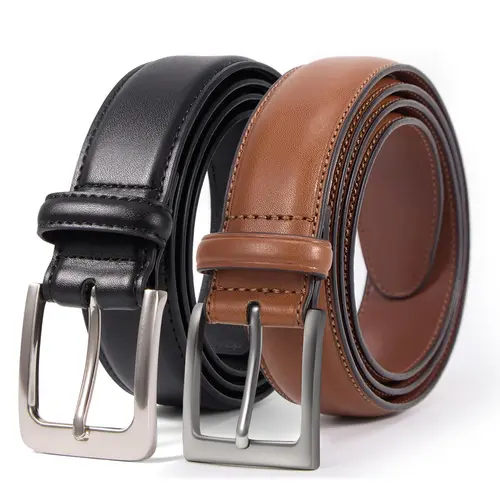 VATAN Men's 2-Sets Heavy Duty Genuine Cow Hide Stretch Belts - Sequin Decor, Hook Buckle, Adjustable Leather Accessory, Gift-Ready Duo for Party, Daily Wear