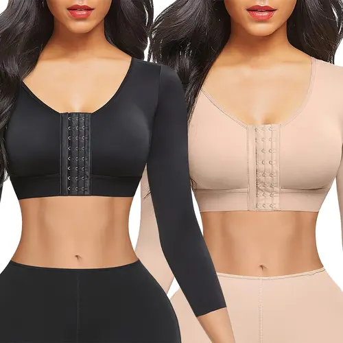 Arm Shaper for Women Post Surgery Arm Lipo Compression Sleeves Arm Front Closure Shapewear Bra