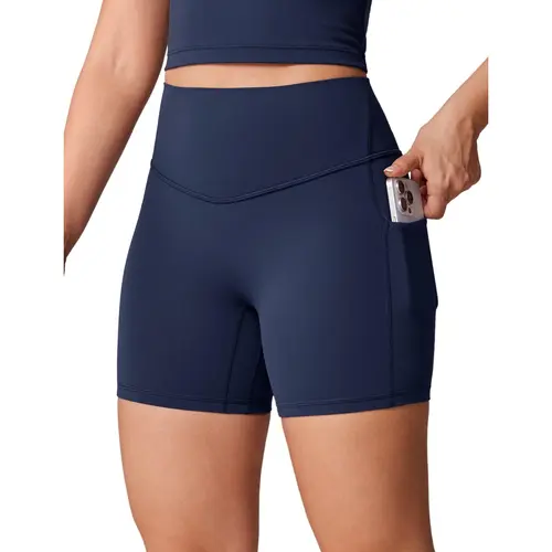 Unissu Hugcurve Women's 5 in No Front Seam Compressed Shorts - Medium Compression, Curvy, Elastic Waist, Stretch, Workout Wear