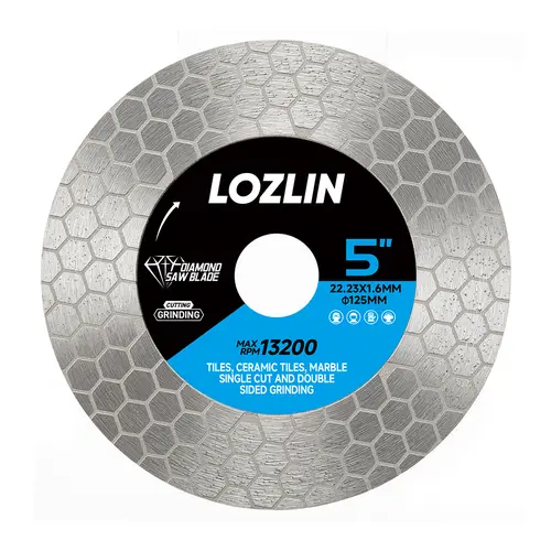 LOZLIN 4.5"/5" Double-Sided Diamond Tile Blade for Angle Grinders, Cutting, Edge Grinding and Chamfering Disc for Porcelain, Ceramic, Granite and Marble