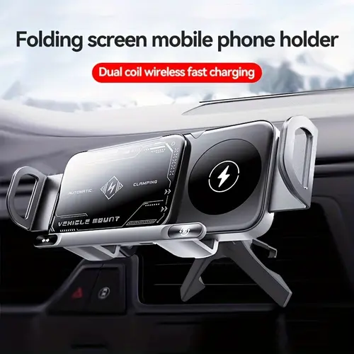Car Phone Holders & Mounts - 15W Wireless Fast Charge, Adaptive Adjustable Tablet Holder, 90-Degree Rotation, Folding Screen Compatible, Air Outlet/Center Console Install, for Samsung Galaxy Z Fold6/5/4/3/Notes & Wireless Charging Devices