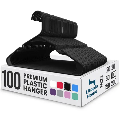 Utopia Home Multifunctional Heavy-Duty Plastic Hanging Hangers with Clothes Hooks - Universal Compact Space-Saving Home Organizer for Clutter Control