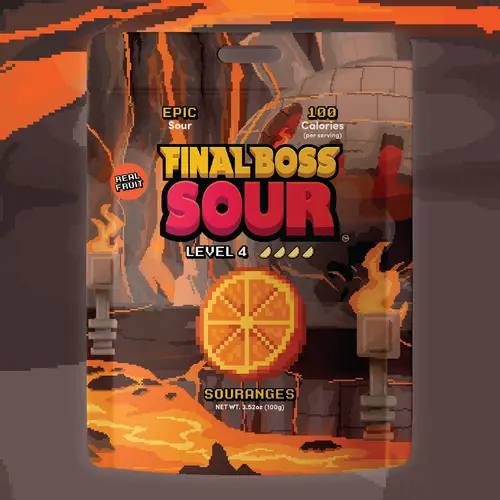 Final Boss Sour Oranges – Level 4 Drop | Real Fruit, Extreme Sour Powder | 1-Pack or 4-Pack