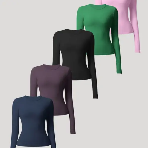 Long Sleeve Seamless Yoga Fitness Pilates Running Ski Innerwear Sport Long Sleeve Top, Athletic Yoga Tops, Women's Plain Sports Shirt for All Seasons, Athletic Workout Clothing, Sportswear Top, Fitness Clothes, Fitness Apparel, Activewear Clothes