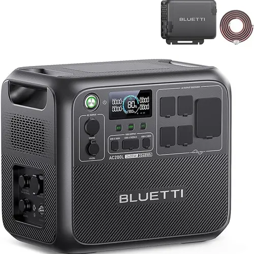 BLUETTI Solar Generator AC200L With Charger 1 (Ships Separately), 2048Wh LFP Backup, 560W DC-DC Alternator Charger, 3.6H Full Charge via Car, Perfect for Road Trips, RVs, Power Outages