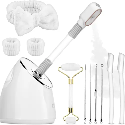 2025 Pjordo Nano Ionic Facial Steamer Spa Kit - Blackhead Cleansing Tool, Facial Care Tool for Deep Pore Unclogging, Warm Mist Humidifier for Home Self-Care Gifts for Women