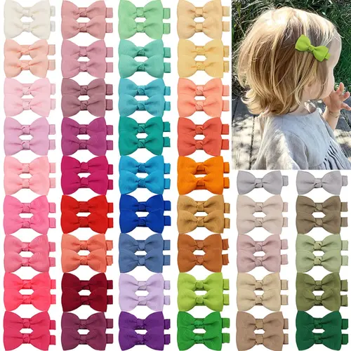 40pcs Mini Macaron Color Bow Hair Clips, Hair Clip Set, Cute Woven Design, Safe Non-Damaging, Perfect for Daily Wear & Holiday Gifts