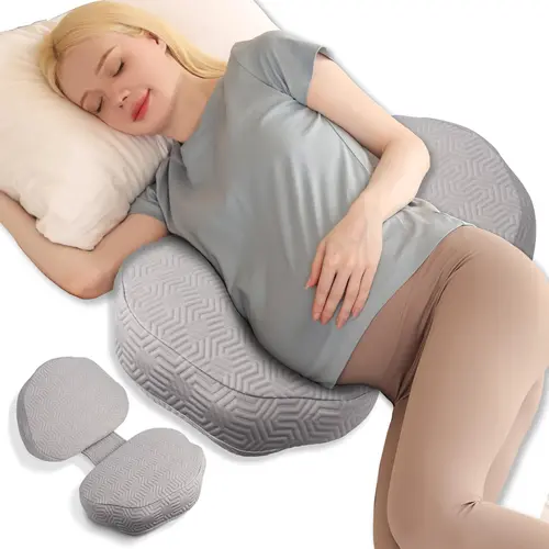 Chilling Home Oversized Plus Size Polyurethane Memory Foam Maternity Pillow - Upgraded Sleep Aid Wedge for Pregnant Women - Removable Cooling Cover, Adjustable Back/Belly/Waist Support - Postpartum Use