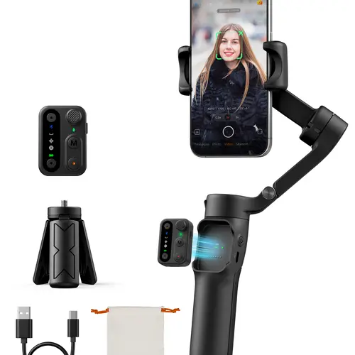 hohem iSteady X3SE Gimbal Stabilizer for iPhone & Android, Smartphone Foldable Gimbal with Detachable Magnetic Remote Control, Ai Tracking App Supported Portable Foldable 3-Axis Phone Gimbal for Android & iPhone 17 series, Ideal for Travel Vlogging