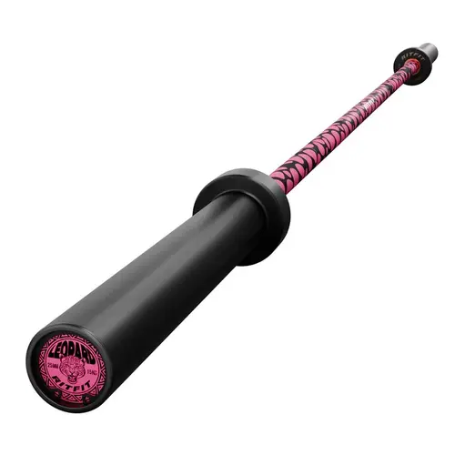 RITFIT Sporty Chic Women's Pink Leopard Olympic Barbell, 15kg - 25mm Hand Grip, Ceramic Coating, Smooth Spin for Home Gym Fit Weight Lifting, Strength Training Equipment