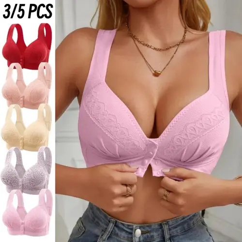 EssElegance Push-Up Jacquard Bra - Adjustable Support Straps & Wire-Free Daily Comfort,Women's Lingerie & Underwear