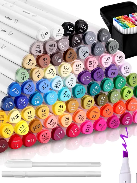 48/80/120 Color Dual Tip Alcohol Markers - Smooth Blend for Pro Sketching & Creative Projects Colorful Precision Pens with Travel Case, Use Marker Paper or Thick Paper, Avoid Thin Copy Paper, Prevent Ink Bleeding