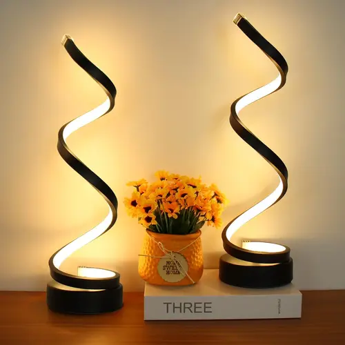 2-Pack Modern LED Table Lamps, 12W Dimmable Spiral Desk Lamps with 3 Color Modes & 10-Level Dimming, Unisex Room Decor for Bedroom & Living Room Indoor Lighting Accessory