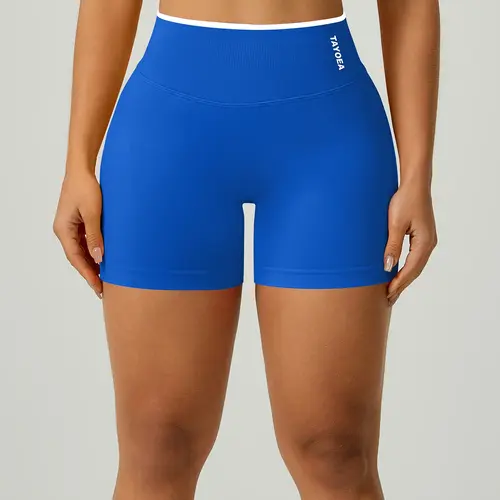 Women's Seamless High-Waisted Yoga Shorts, Colorblock Design, Butt Lifting & Tight Fit, Ideal for Running & Gym Workouts, Yoga Activewear