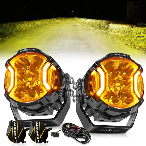 AUXBEAM V-ULTRA Series 3-in-1 LED Driving Pod Work Lights 2-Pack, 108W Amber DRL Side Shooter Combo Beam, IP68 Waterproof 12-24V DC Aluminum PC Offroad Lamps for Jeep Truck, Automotive Exterior Mod Vehicle & Truck Accessories, Work Light, Vehicle Accessor