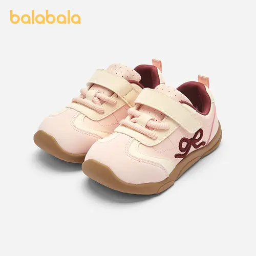 balabala Baby Girls' OG-Style Soft Soled Sneakers - Toddler Walking Shoes for First Steps, Wide Toe Box, Non-Slip, Breathable, Pink & Maroon, Soft Soled Shoes
