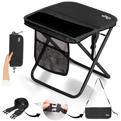 Camdoor Portable Folding Camping Stool with Shoulder Strap, Lightweight 1.5lbs Heavy Duty Camp Seat (Supports Up to 400 lbs) for Line Waiting, Camping, Fishing, Hiking,and Other Outdoor Activities