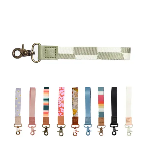 Thread Wallets Polyester Strap Wristlet Keychain Lanyard with Genuine Leather Loop & Metal Clasp - Key Fob Holder, Car Key Accessory, Minimalist Organization Gift, Lanyard Keychains
