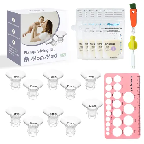 MomMed Flange Sizing Kit 5 in 1 For 24mm Breast Pump,  Flange Universal Compatibility With 10PCS Flange Insert, Measuring Ruler, Cleaning Brush, Flange 2-in-1 Cleaning Brush & 5 Storage Bags tiktokshopbacktoschool,back to school