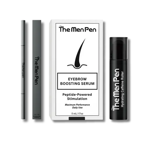 Men's Eyebrow Boosting Peptide Hair Care Kit with Ginseng, Hyaluronic Acid, Wax, Serum, Caffeine - Daily Hydrating for Tidy Brows, Gym-Ready Use
