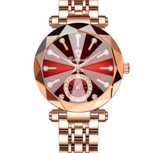 Women's Fashionable Buckle Closure Analog Quartz Watch with Alloy Case, Business Style Waterproof Mineral Glass Dial Watch with Luminous Display