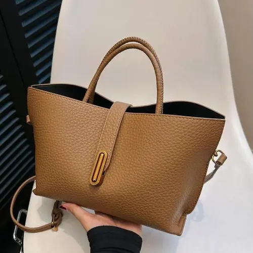 Women's Elegant Solid Color French Styling Handbag, Handbag Sling Bag, Fashionable Bag for Daily Used, Casual Versatile High-quality Trendy Commuter Bag, Sling Purse, Ladies Purse, Tote Handbag