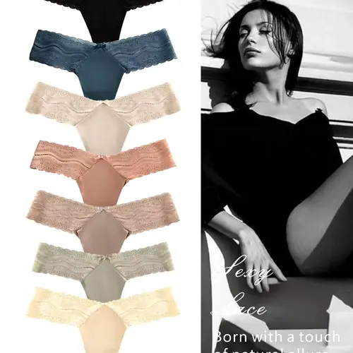 Women's Seamless Scallop Trim Underwear Set, Comfortable Breathable Antibacterial Panties, Fitted Casual Everyday Style for All Seasons
