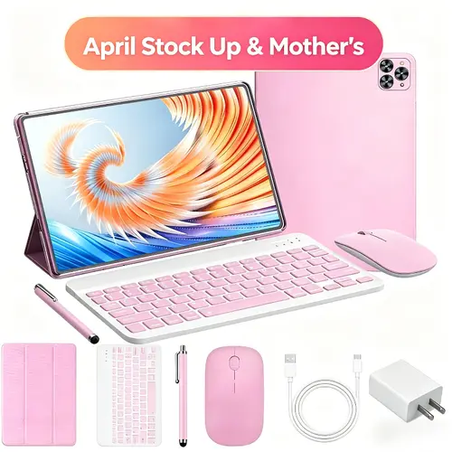 【DealsForYou】 10.1" Android 15 Tablet with Keyboard, Stylus, Mouse & Case – 4GB RAM, 64GB ROM, Dual SIM, 1280x800 IPS, 13MP+5MP Camera, 5000mAh Battery,for Valentine’s Day Gift