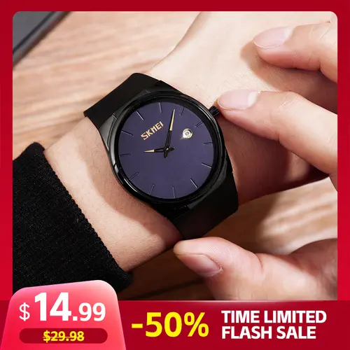 SKMEI Unisex Casual Minimalist Wristwatch, 30m Waterproof Ultra-Thin Design with PU Strap and Calendar Display, Casual Wristwatch, Modern Waterproof Watch, Men's Accessories, Minimalist Decluttering, Round Face, Pu Leather, Buckle