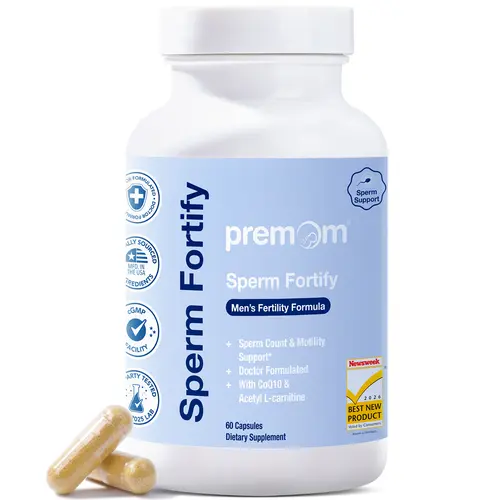 Premom Sperm Fortify – Male Fertility Supplements for Men | KSM-66 Ashwagandha, CoQ10, Zinc & Acetyl-L-Carnitine | Supports Sperm Count & Motility