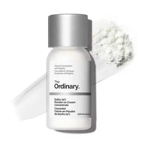 The Ordinary Sulfur 10% Powder-to-Cream Acne Spot Treatment Concentrate, Reduces Pimple Size and Zit Redness, 0.18 Oz