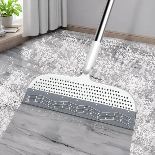 Multifunctional 53.5in Magic Broom, 180 ° Rotating Head Floor Broom, Suitable for Floors, Bathrooms, Kitchens, Showers, Pet Hair, Glass, Garages Brush Silicone Christmas Thanksgiving Gift