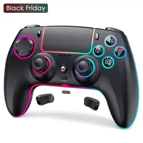 Wireless PS5 Controller with Hall Effect Joystick, Anti-Drift RGB Gamepad for PS5/PC/Steam Deck