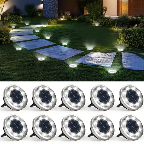 SOLPEX 3.9" H x 3.3" Solar Ground Lights - Solar LED Patio, Waterproof Diamond Cut, Dusk-Dawn Auto, Outdoor Landscape Decor for Walkway Driveway Backyard Summer Garden