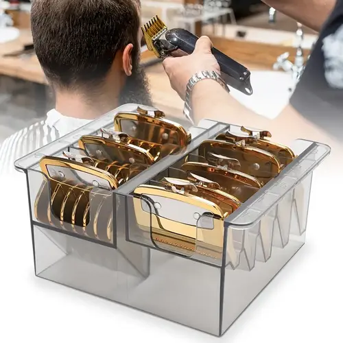 [Clear Hair Clipper Guide Comb Organizer] Transparent Unisex Smooth Plastic Container, Odor-Free Storage for Cutting Guide Hair Styling Accessories, Ideal for Salon or Home Use
